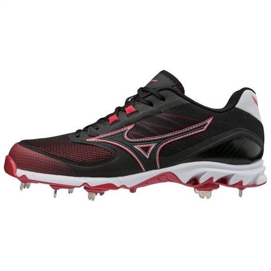 Mizuno 9-Spike Dominant 2 Low Metal Baseball Cipő Férfi Fekete / Piros | CBUS-41258