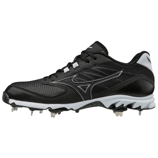 Mizuno 9-Spike Dominant 2 Low Metal Baseball Cipő Férfi Fekete / Fehér | LTEC-86235