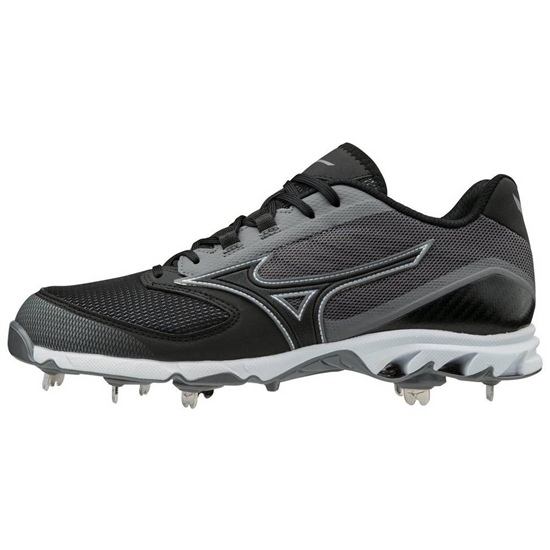 Mizuno 9-Spike Dominant 2 Low Metal Baseball Cipő Férfi Szürke / Fekete | PHTE-37659