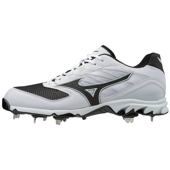 Mizuno 9-Spike Dominant 2 Low Metal Baseball Cipő Férfi Fehér / Fekete | QDTL-47120