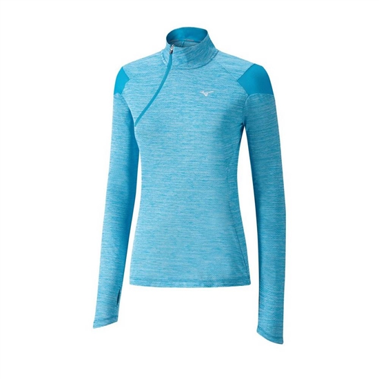 Mizuno ALPHA HALF ZIP Running Tops Női Égszínkék | UQAF-61740