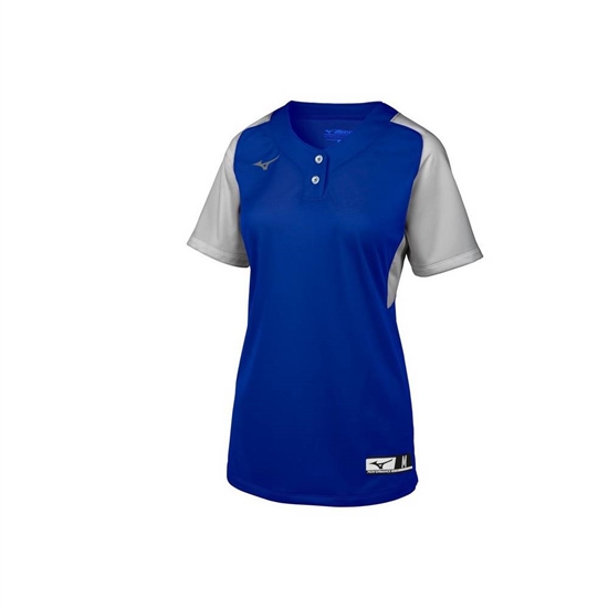 Mizuno Aerolite 2-Button Softball Jersey Női Királykék / Szürke | EWIN-25836