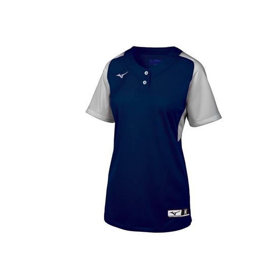 Mizuno Aerolite 2-Button Softball Jersey Női Sötétkék / Szürke | HGTC-63978