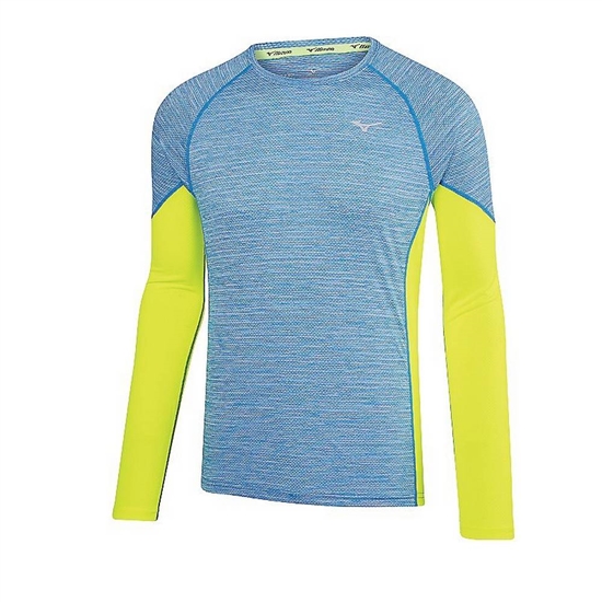 Mizuno Alpha Long Sleeve Tops Férfi Kék / Sárga | DSUA-37064