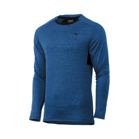 Mizuno Alpha Long Sleeve Tops Férfi Kék | YGMQ-97143