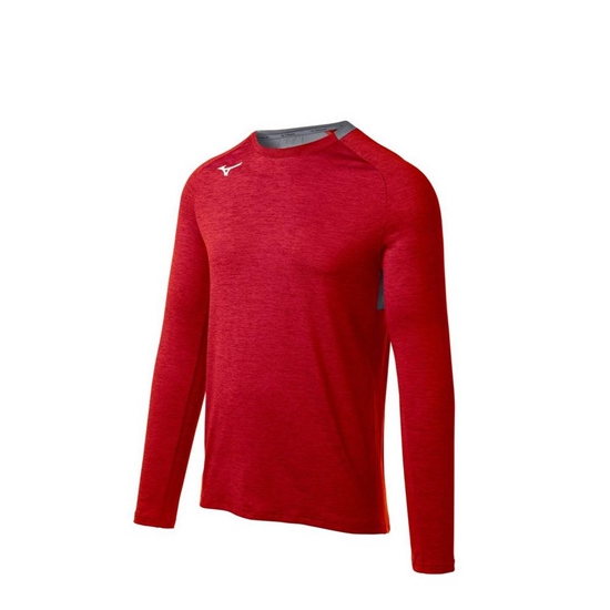 Mizuno Alpha Long Sleeve Tops Férfi Piros | BNLU-16503