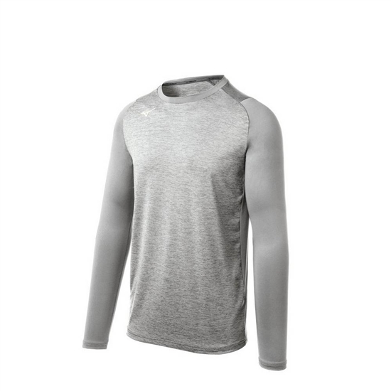 Mizuno Alpha Stretch Sleeve Tops Férfi Szürke | QJON-06813