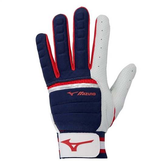 Mizuno B-130 Adult Baseball Batting Gloves Férfi Sötétkék / Piros | FVNT-70154