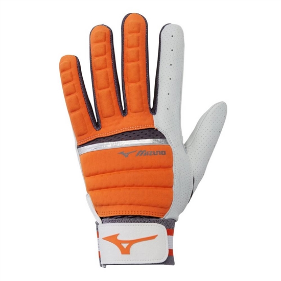 Mizuno B-130 Adult Baseball Batting Gloves Férfi NarancsSárga / Szürke | QLRJ-42971