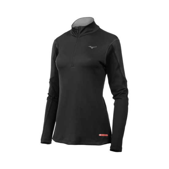 Mizuno Breath Thermo Half Zip Base Layer Női Fekete | PVYE-14267