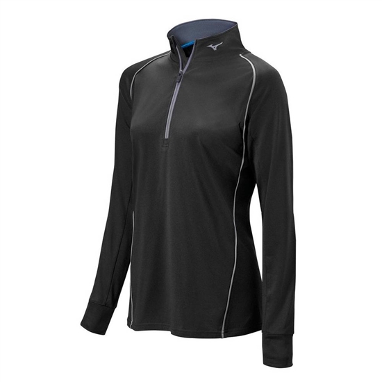 Mizuno Comp 1/2 Zip Long Sleeve Pulóver Női Fekete | JHMF-25471