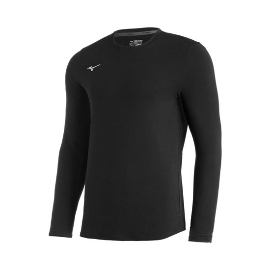 Mizuno Comp Diamond Long Sleeve Crew Baseball Tops Férfi Fekete | FUCT-03264