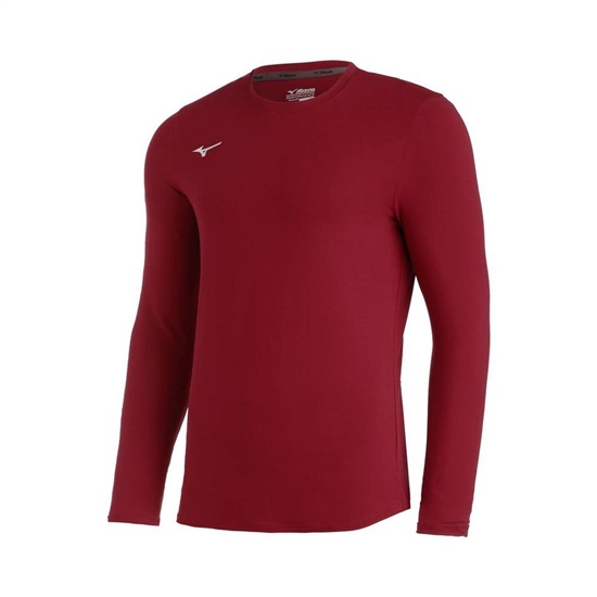 Mizuno Comp Diamond Long Sleeve Crew Baseball Tops Férfi Bordó | GEXO-69273