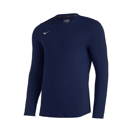 Mizuno Comp Diamond Long Sleeve Crew Baseball Tops Férfi Sötétkék | IBCF-25906