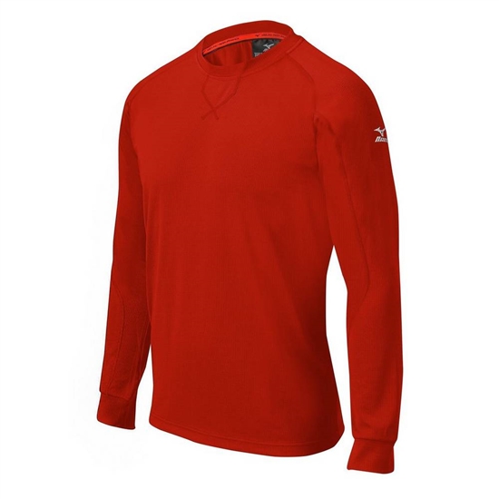 Mizuno Comp Long Sleeve Training Shirt Baseball Tops Férfi Piros | FRNK-50216