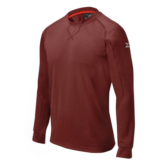 Mizuno Comp Long Sleeve Training Shirt Baseball Tops Férfi Bordó | OWKJ-89251