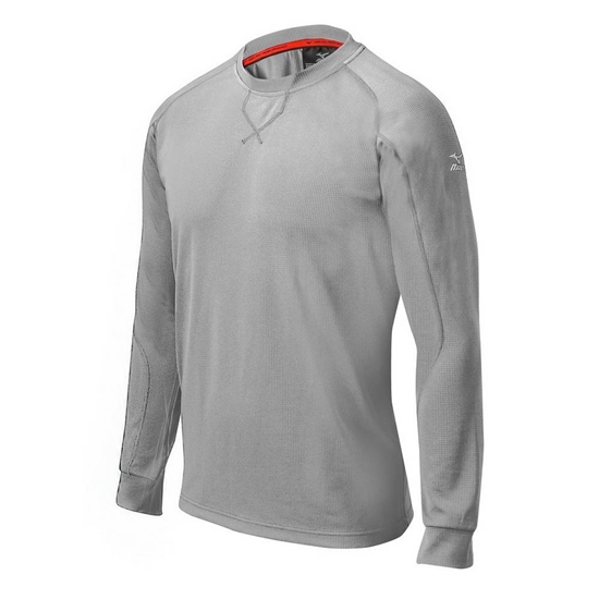 Mizuno Comp Long Sleeve Training Shirt Baseball Tops Férfi Szürke | SGZT-15027