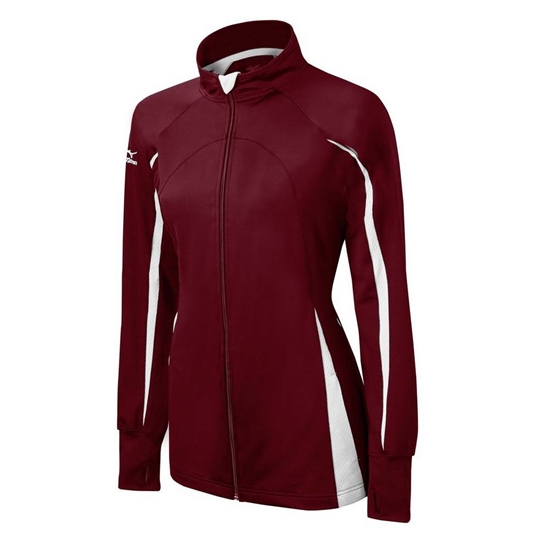 Mizuno Elite 9 Focus Full-Zip Kabát Női Bordó / Fehér | PVFU-14802