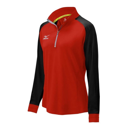 Mizuno Elite 9 Prime 1/2 Zip Kabát Női Piros / Fekete | XBZR-41370