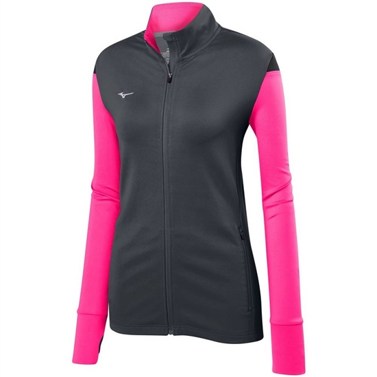 Mizuno Horizon Full Zip Volleyball Kabát Női Szürke / Rózsaszín / Fekete | IXHC-01659