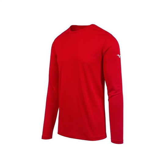 Mizuno Long Sleeve T shirts Férfi Piros | IDFT-31729