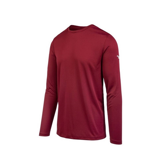 Mizuno Long Sleeve T shirts Férfi Piros | XHYP-75639