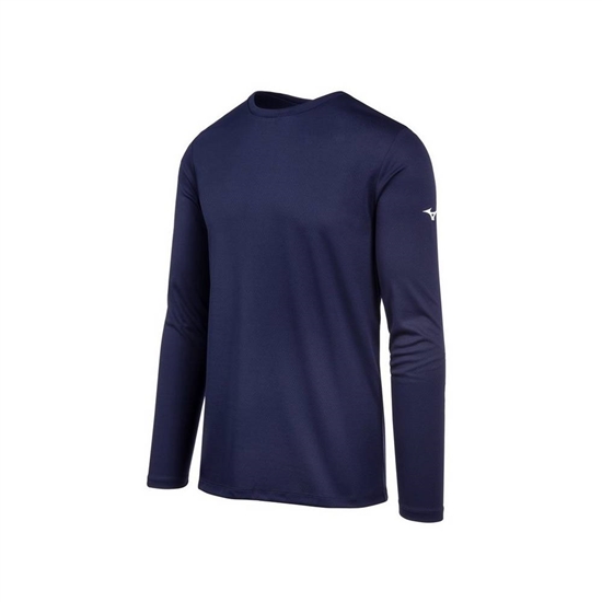 Mizuno Long Sleeve T shirts Férfi Sötétkék | WLTB-68945