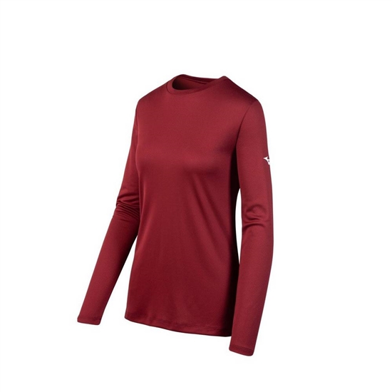 Mizuno Long Sleeve T shirts Női Bordó | ZRMW-54176