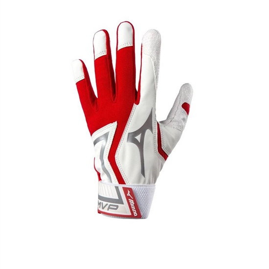 Mizuno MVP Adult Baseball Batting Gloves Férfi Piros | ECJQ-80592