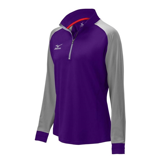 Mizuno Prime 1/2 Zip Volleyball Kabát Női Lila / Szürke | ENYF-23804