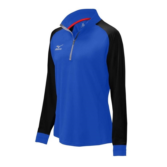 Mizuno Prime 1/2 Zip Volleyball Kabát Női Királykék / Fekete | HCTR-81572