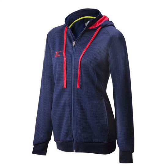 Mizuno Pro Full Zip Hoody Kapucnis Pulóver Női Sötétkék / Piros | GPRZ-64710