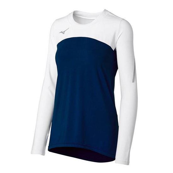 Mizuno Techno VII Long Sleeve Volleyball Jersey Női Sötétkék / Fehér | OXWU-27304