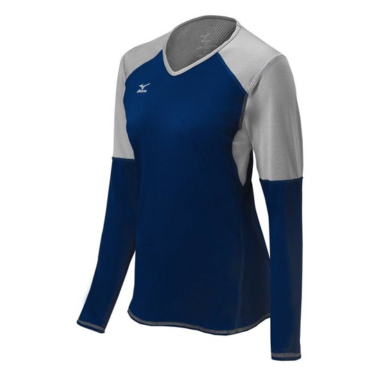 Mizuno Techno VI Long Sleeve Volleyball Jersey Női Sötétkék / Titán | SZOC-20376