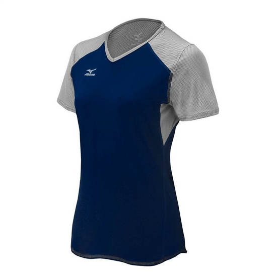 Mizuno Techno VI Rövid Sleeve Volleyball Jersey Női Sötétkék / Titán | LKPE-53179