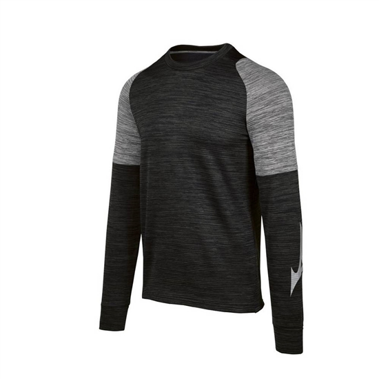 Mizuno Velocity Long Sleeve Crew T shirts Férfi Fekete | BQGX-40612