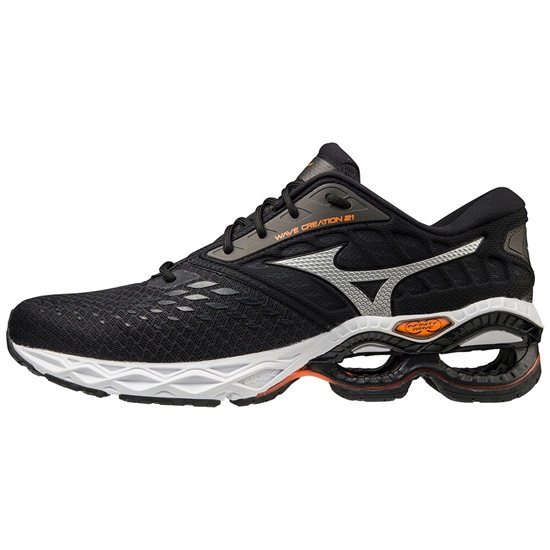 Mizuno Wave Creation 21 Futócipő Férfi Fekete / NarancsSárga | NQSA-83791