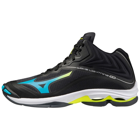 Mizuno Wave Lightning Z6 Mid Röplabda Cipő Férfi Fekete / Kék Türkiz / Sárga | MODL-86034