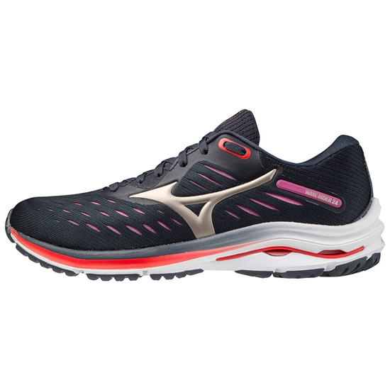 Mizuno Wave Rider 24 Futócipő Női Sötétkék / Arany | BDIA-16503